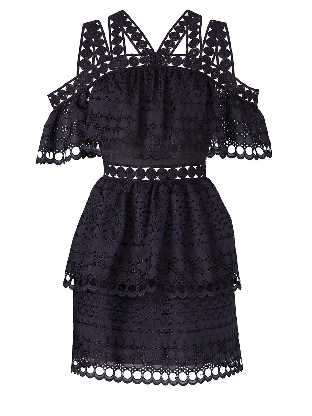 Self-Portrait Envy Navy Blue Lace Mini Dress US 4 Designer‎ Cocktail Party